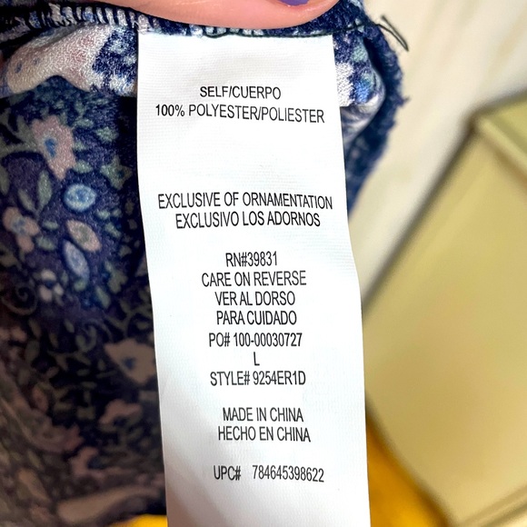 NWT My Michelle Navy Sage Pink Cold Shoulder Dress Sz L - Picture 6 of 6